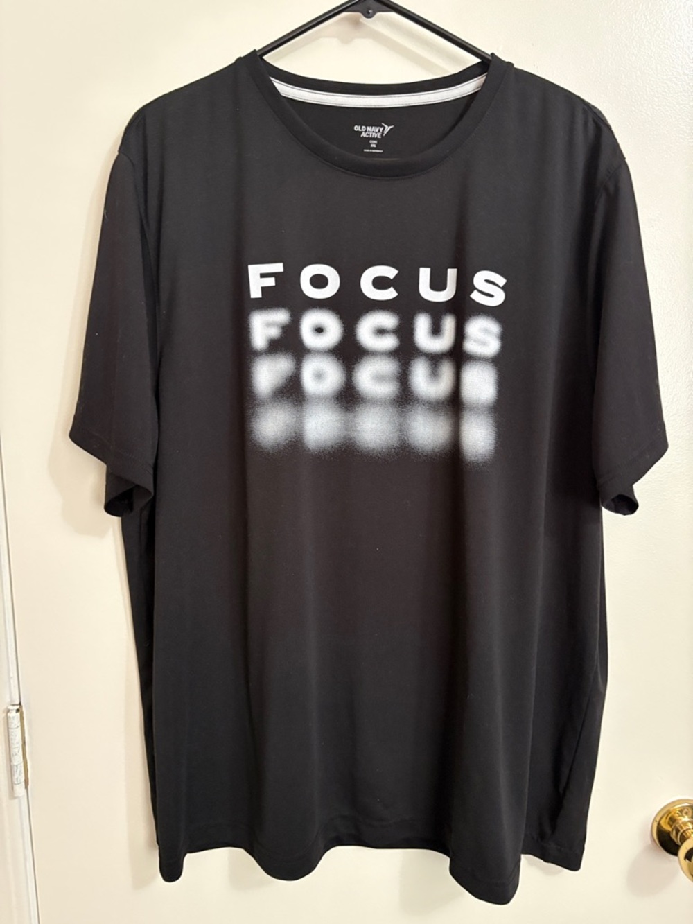 Old Navy Black Tee with White 'FOCUS' Graphic